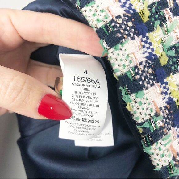 KATE SPADE | NEW Pop Tweed Multicolor Mini Skirt Clover Button Women’s Size 4 - Picture 13 of 15